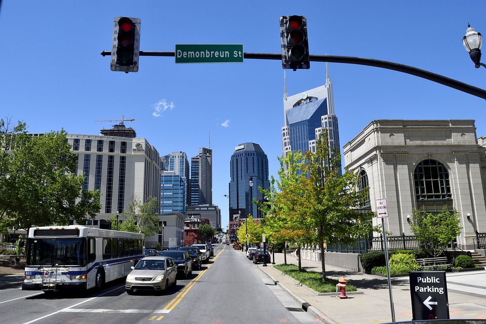 Nashville, Tennessee skyline from Demonbreun Street.